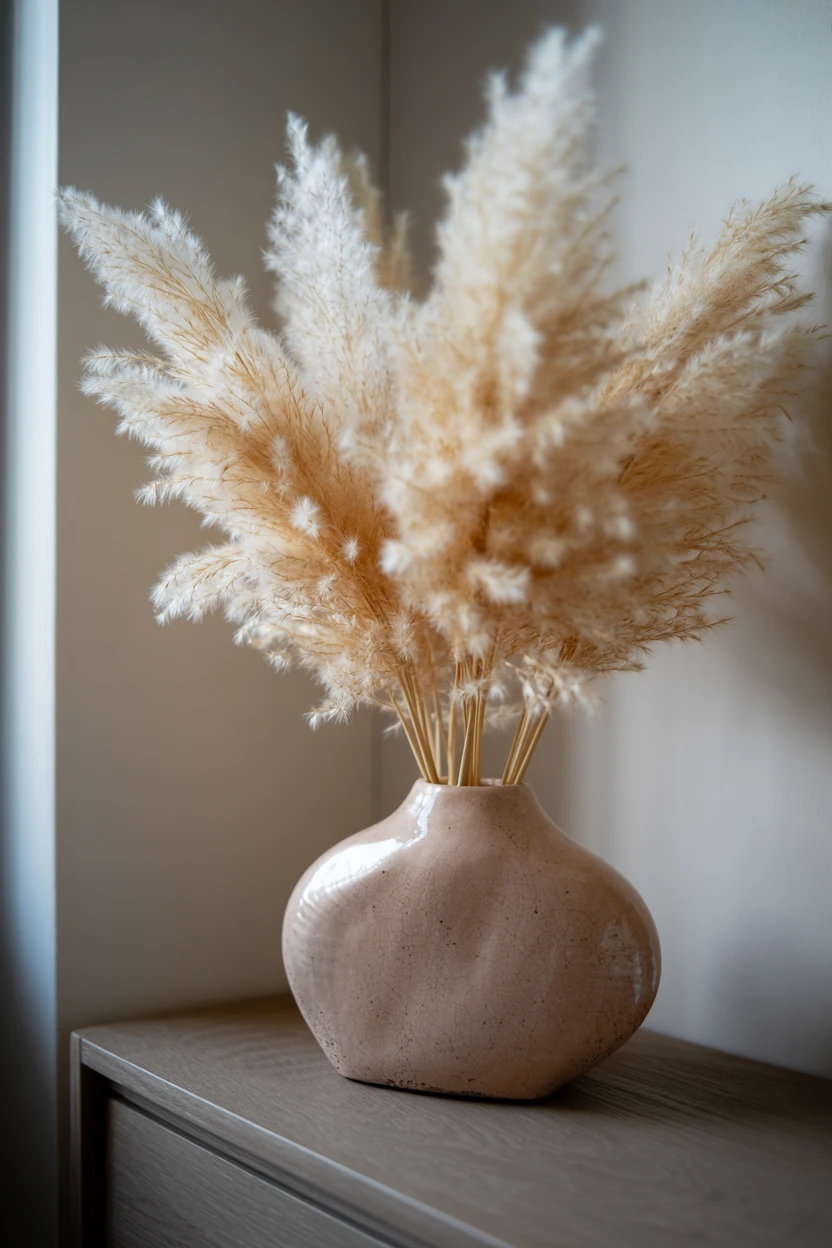 A Ceramic Vase with Dried Pampas Grass