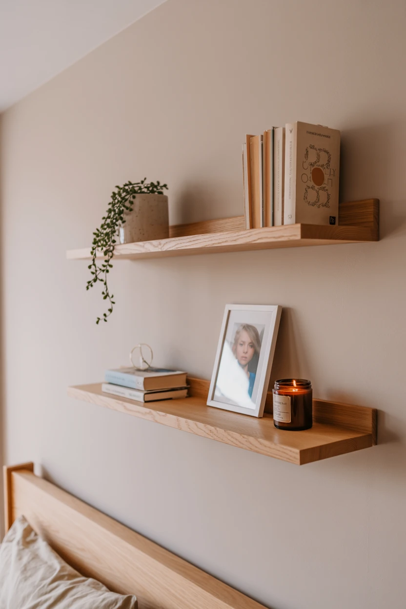 Minimalist Floating Wood Shelves