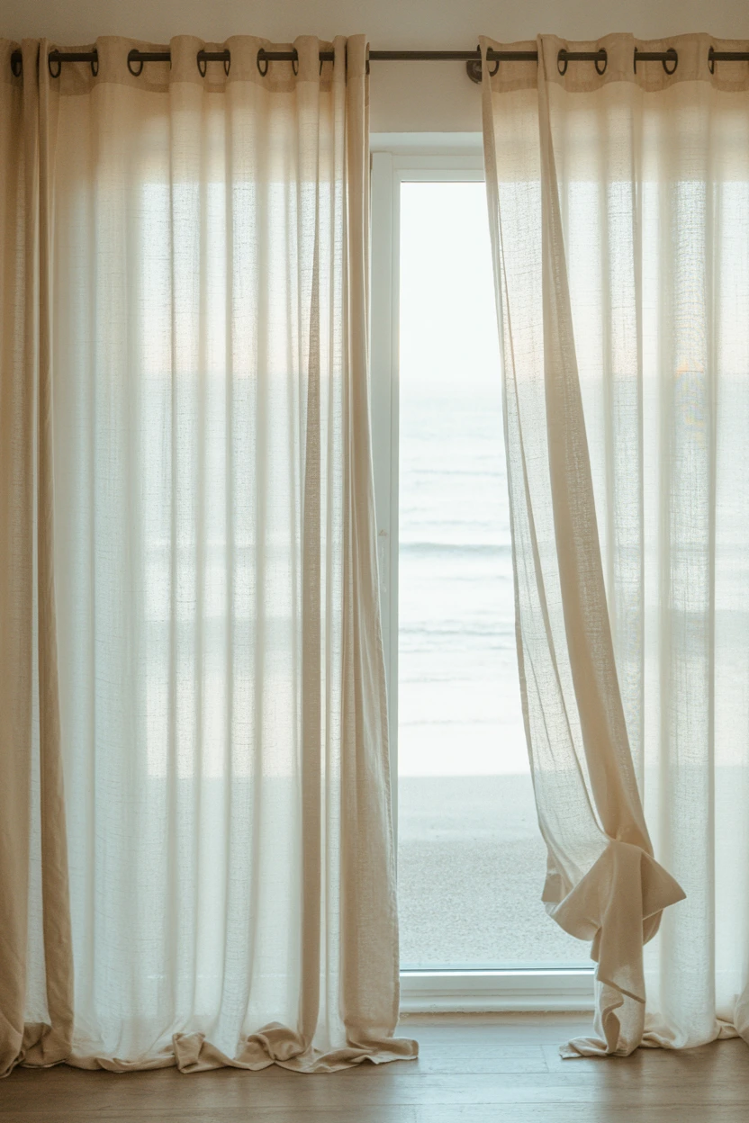Sheer, Floor-Length Linen Curtains