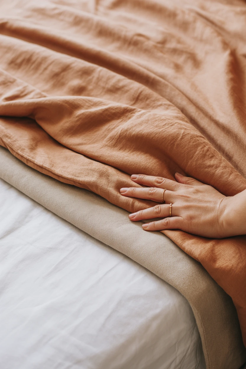 Layered Linen Bedding in Earthy Tones