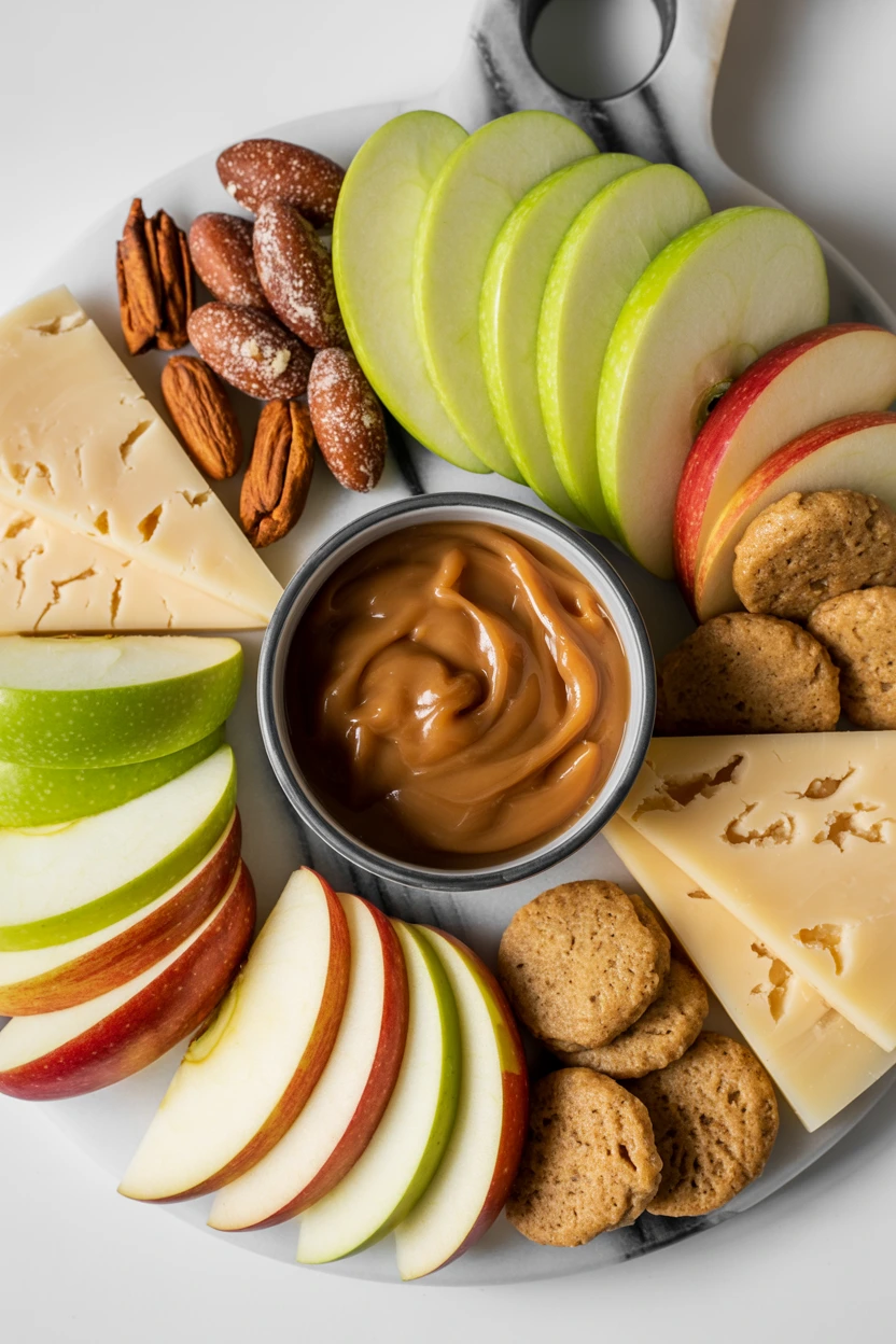 A Sweet & Savory Caramel Apple & Cheddar Board