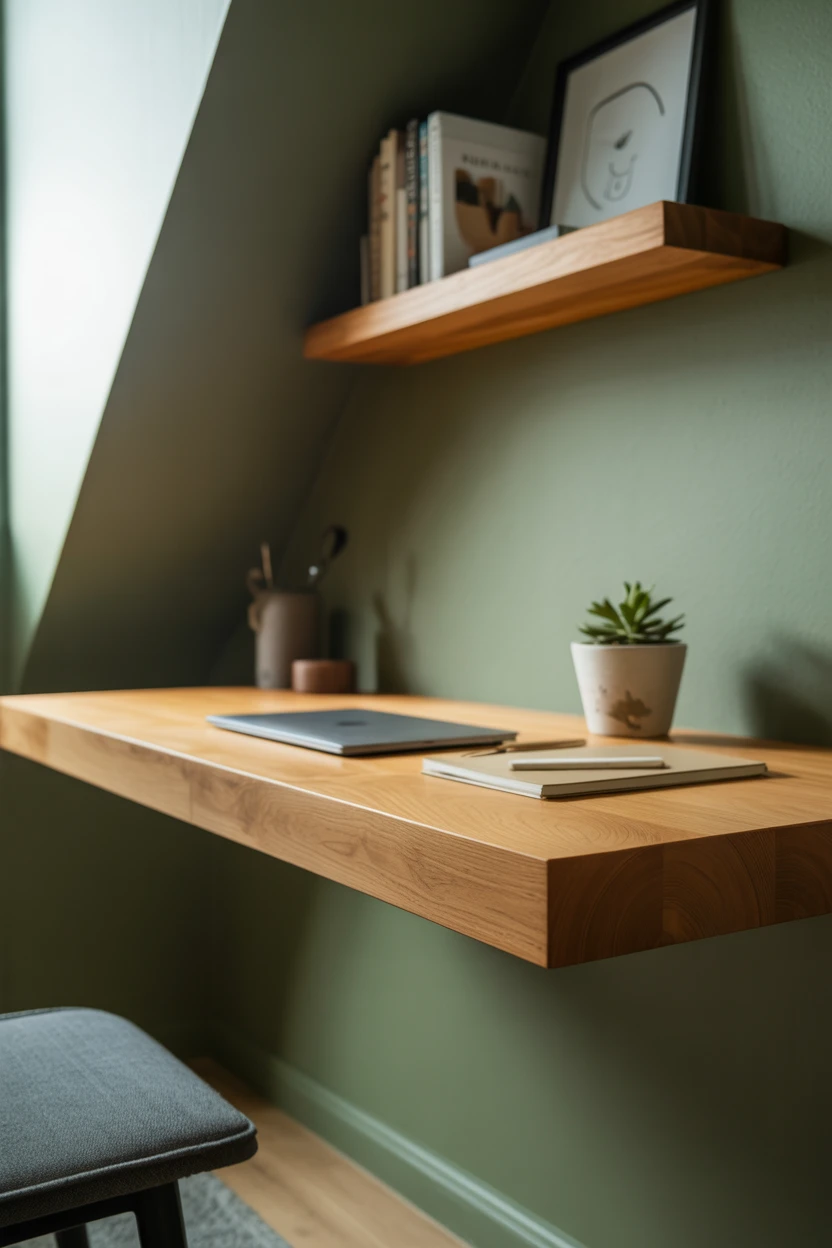 Floating Oak Desk Nook