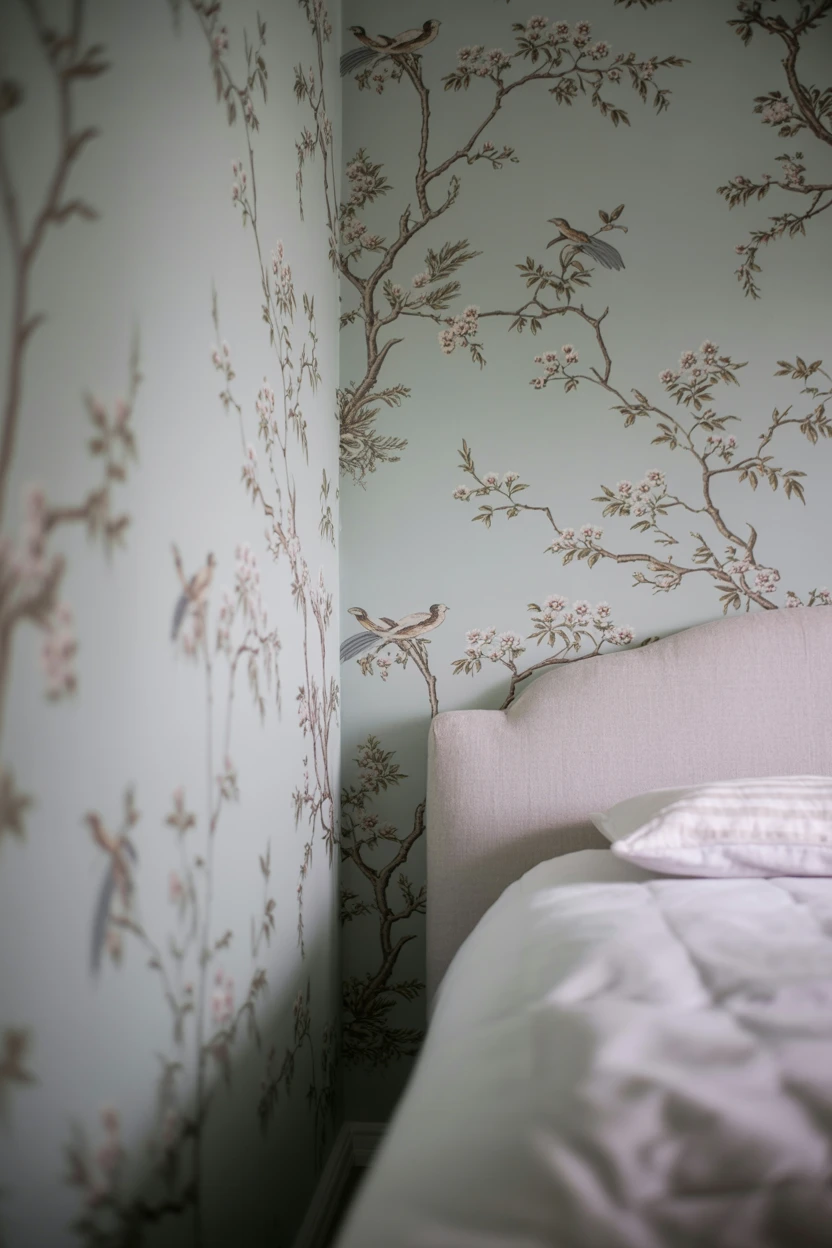 Delicate Floral or Chinoiserie Wallpaper