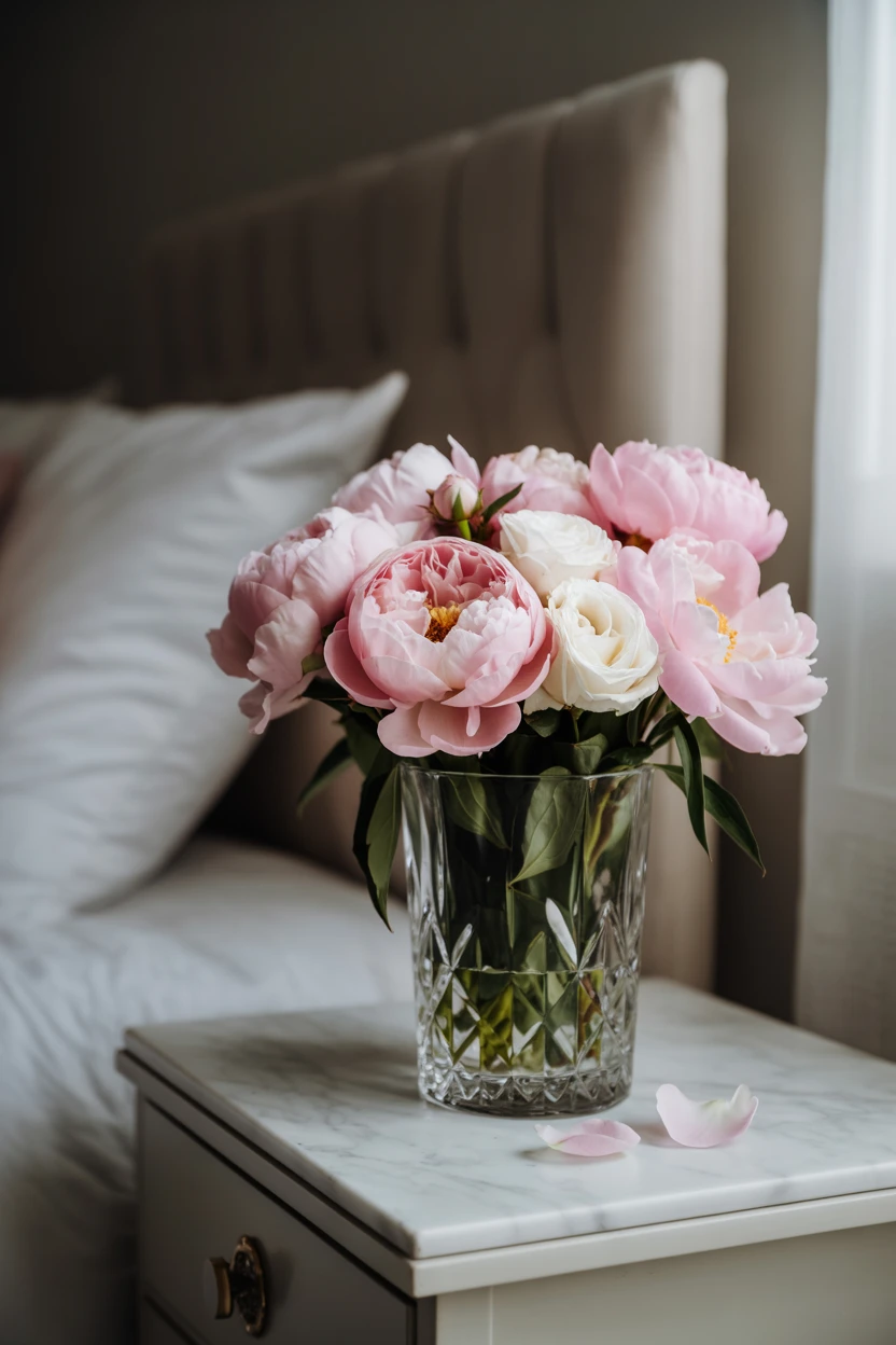 Fresh Flowers in a Crystal Vase