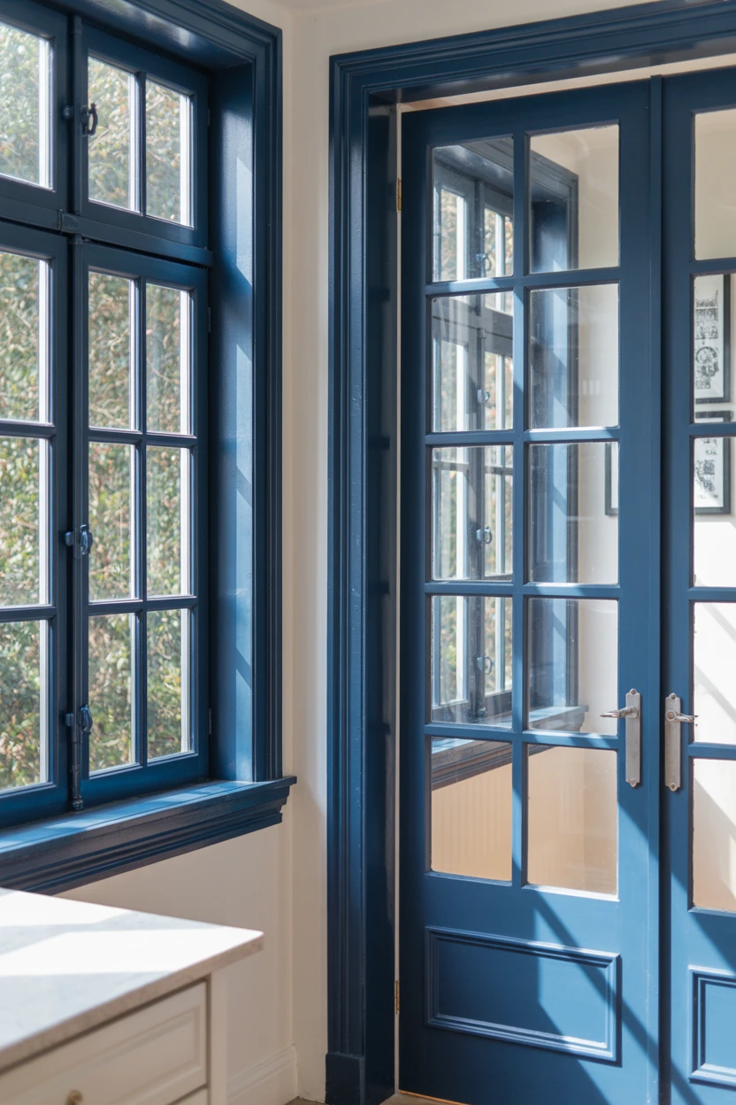 Navy Blue Window and Door Frames