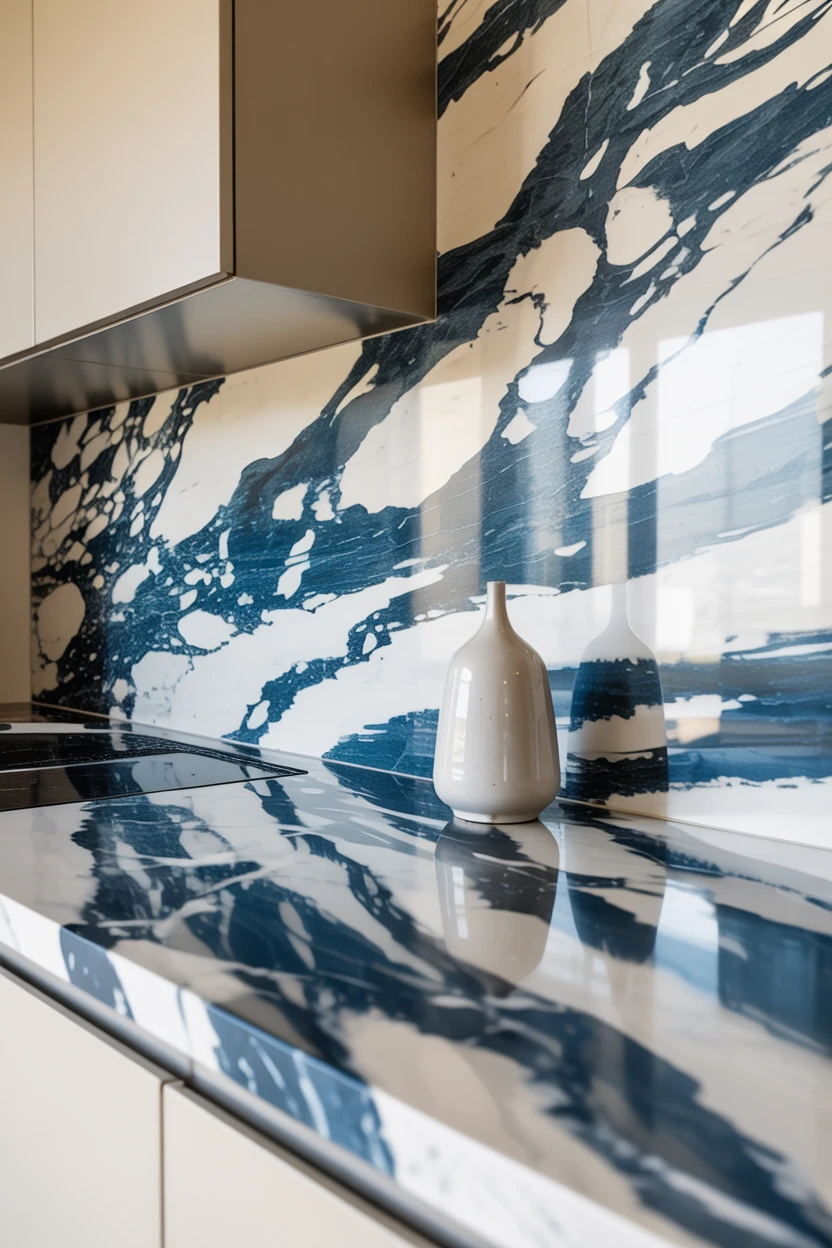 Blue and White Marble Countertops
