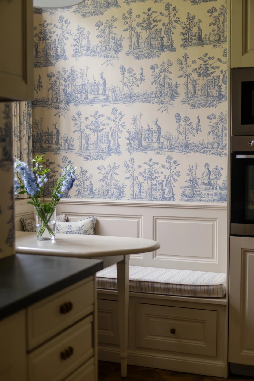 Elegant Toile Wallpaper Accents
