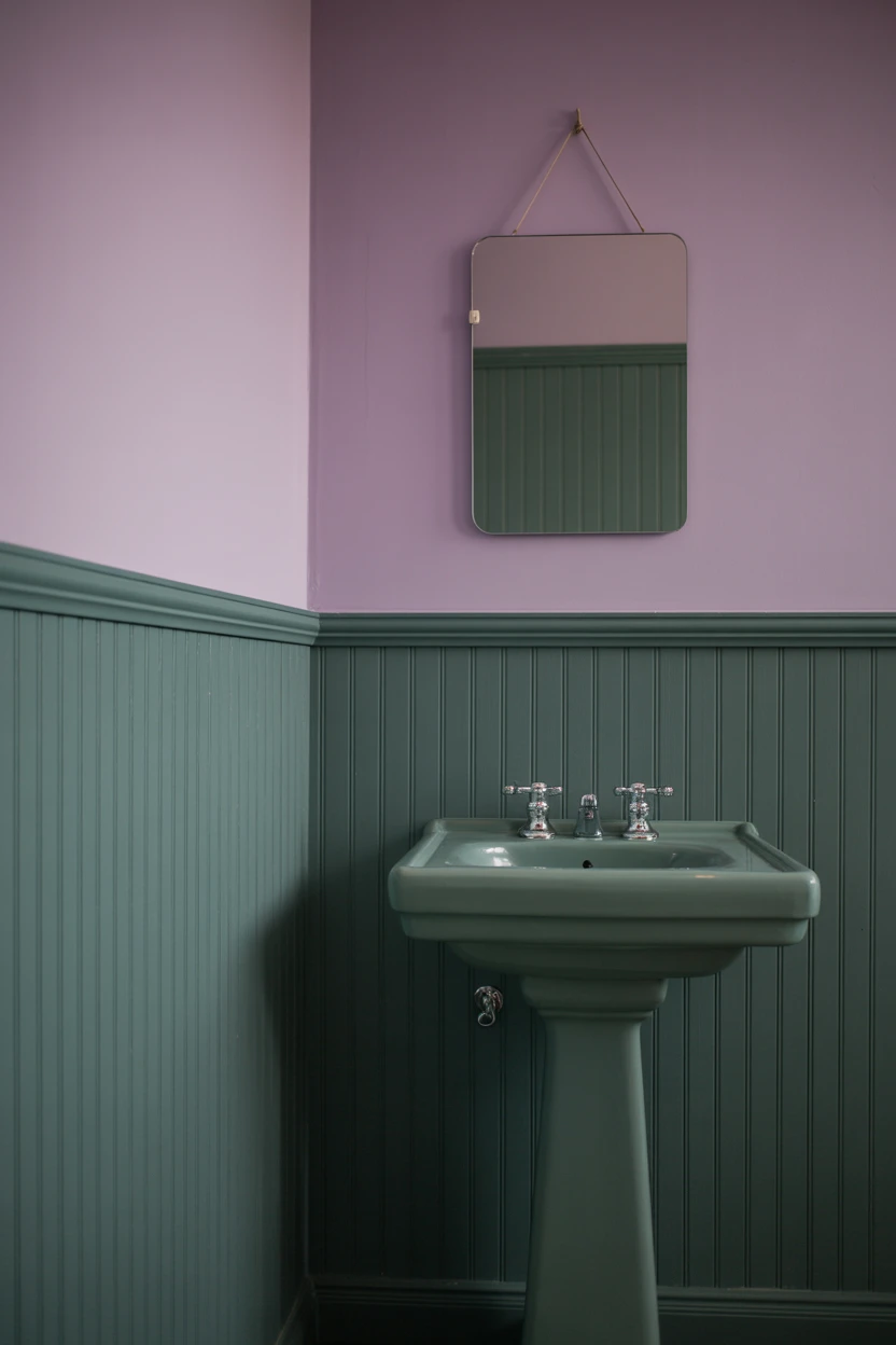 Forest Green Wainscoting with Lilac Walls