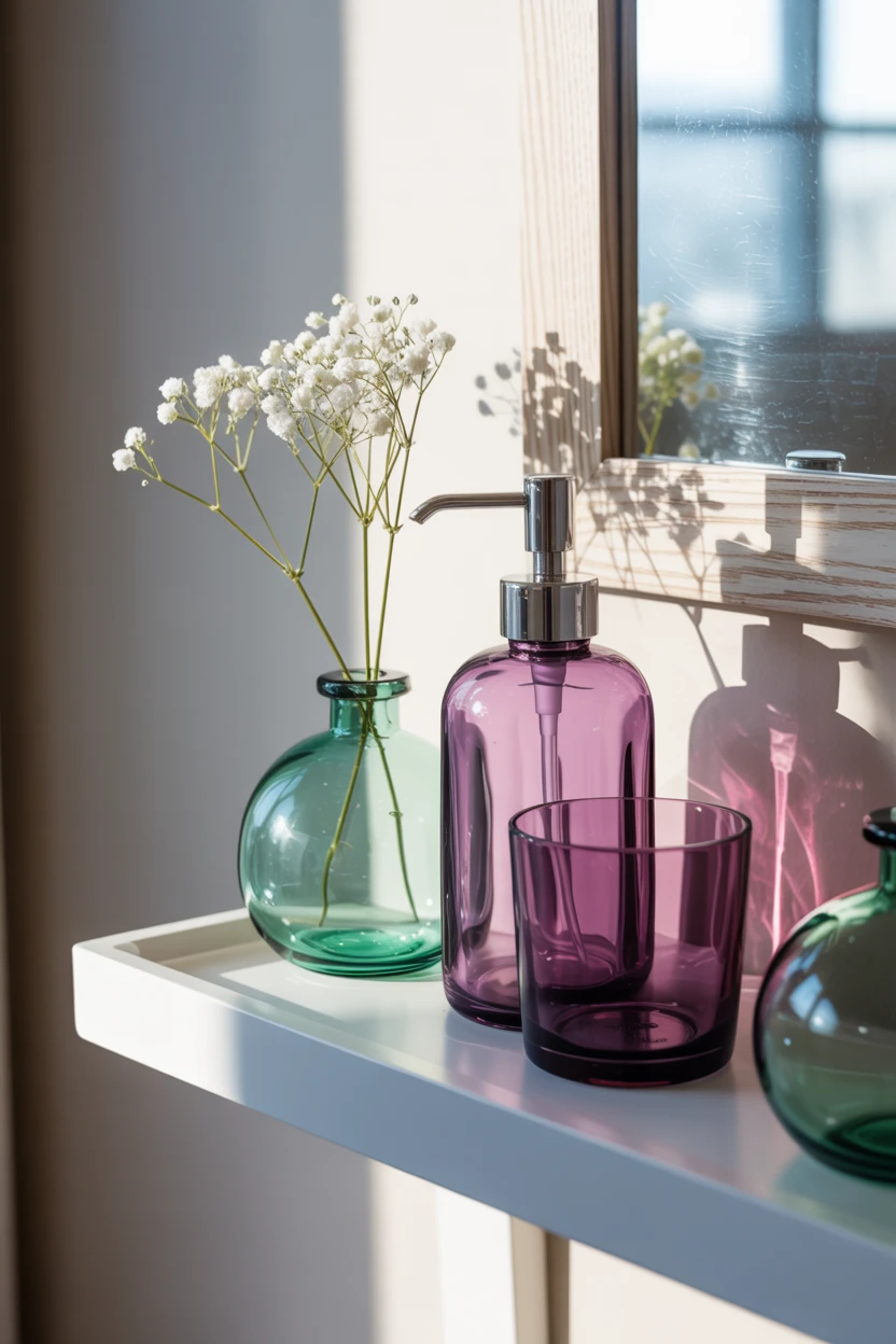 Glass Accents in Green and Purple