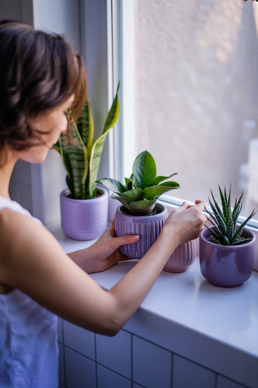 Accessorize with Green Plants and Purple Pots