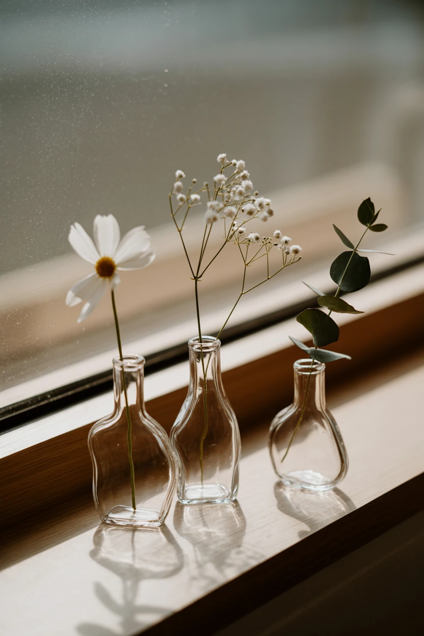 Delicate Bud Vases with Single Stems