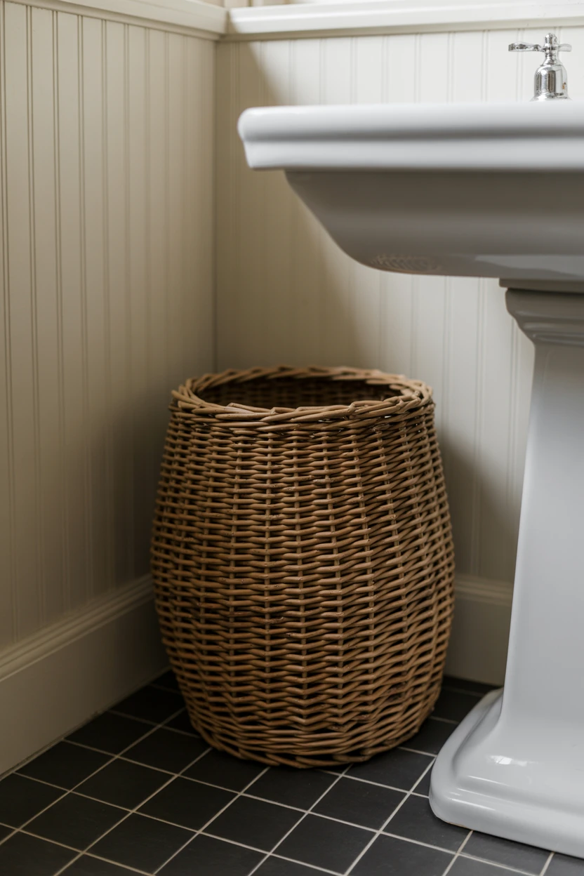 Woven Wicker Wastebasket