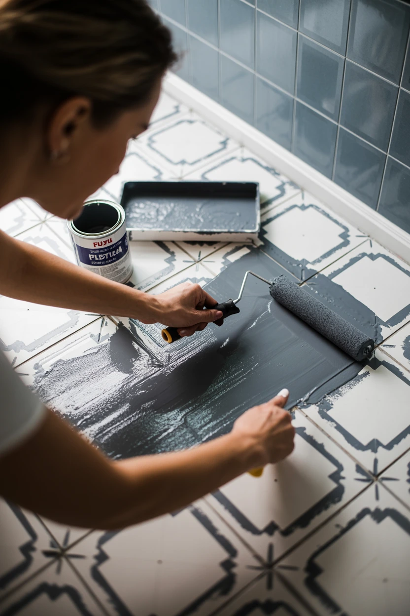 Stenciled 'Tile' Floor