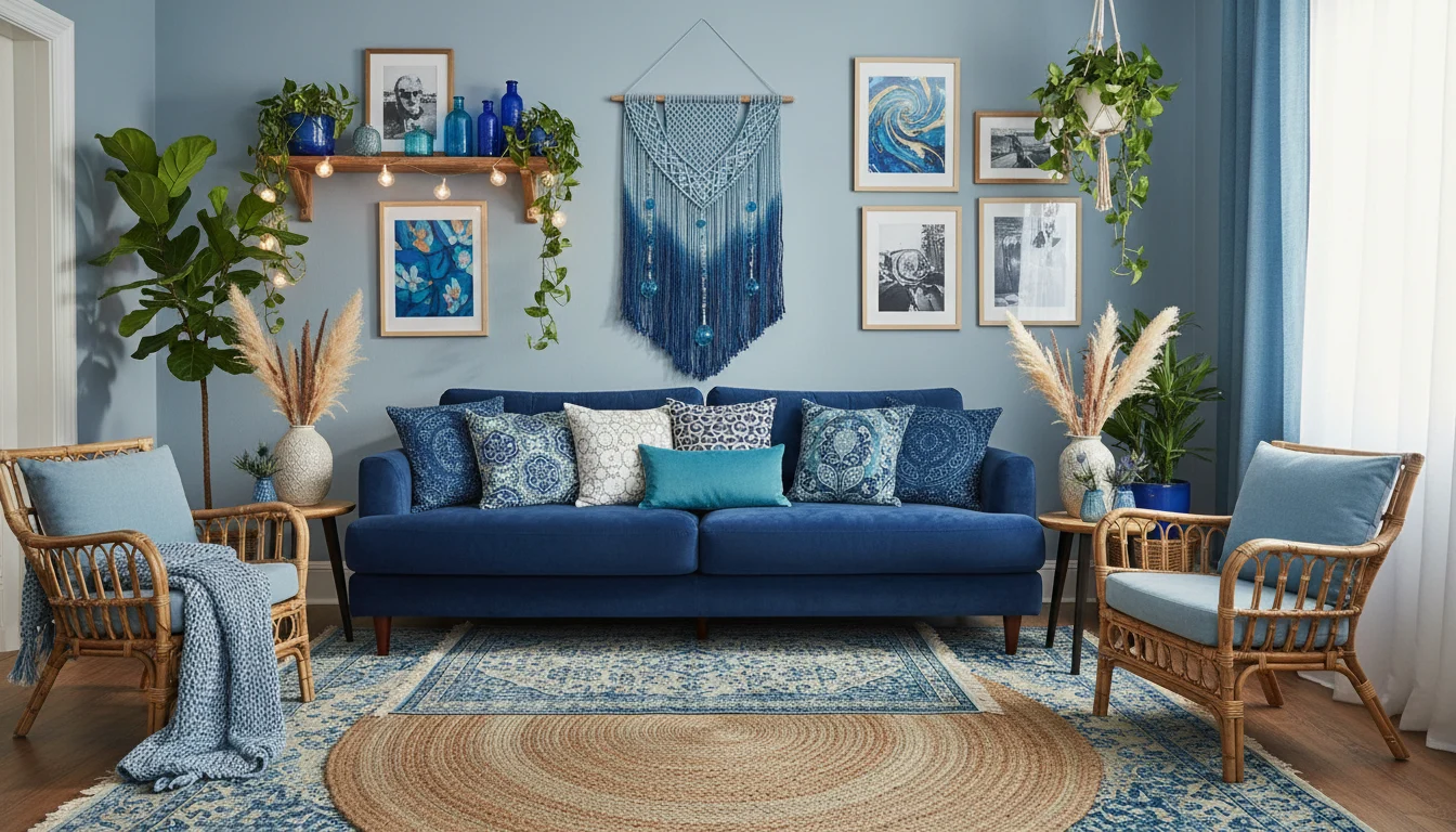 24 Stunning Blue Boho Living Rooms to Inspire Your Home Decor Ideas