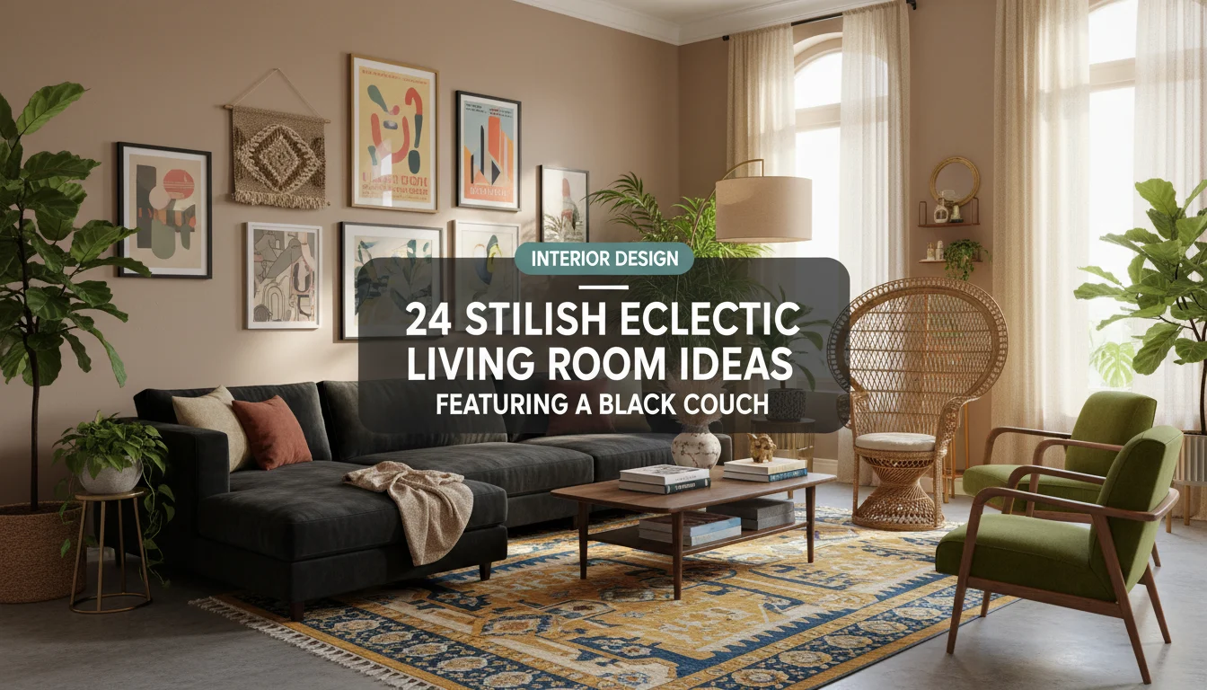 24 Stylish Eclectic Living Room Ideas Featuring a Black Couch