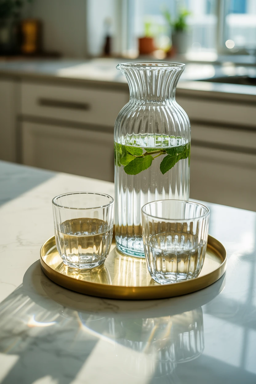 Style a Ribbed Glass Carafe with Matching Tumblers