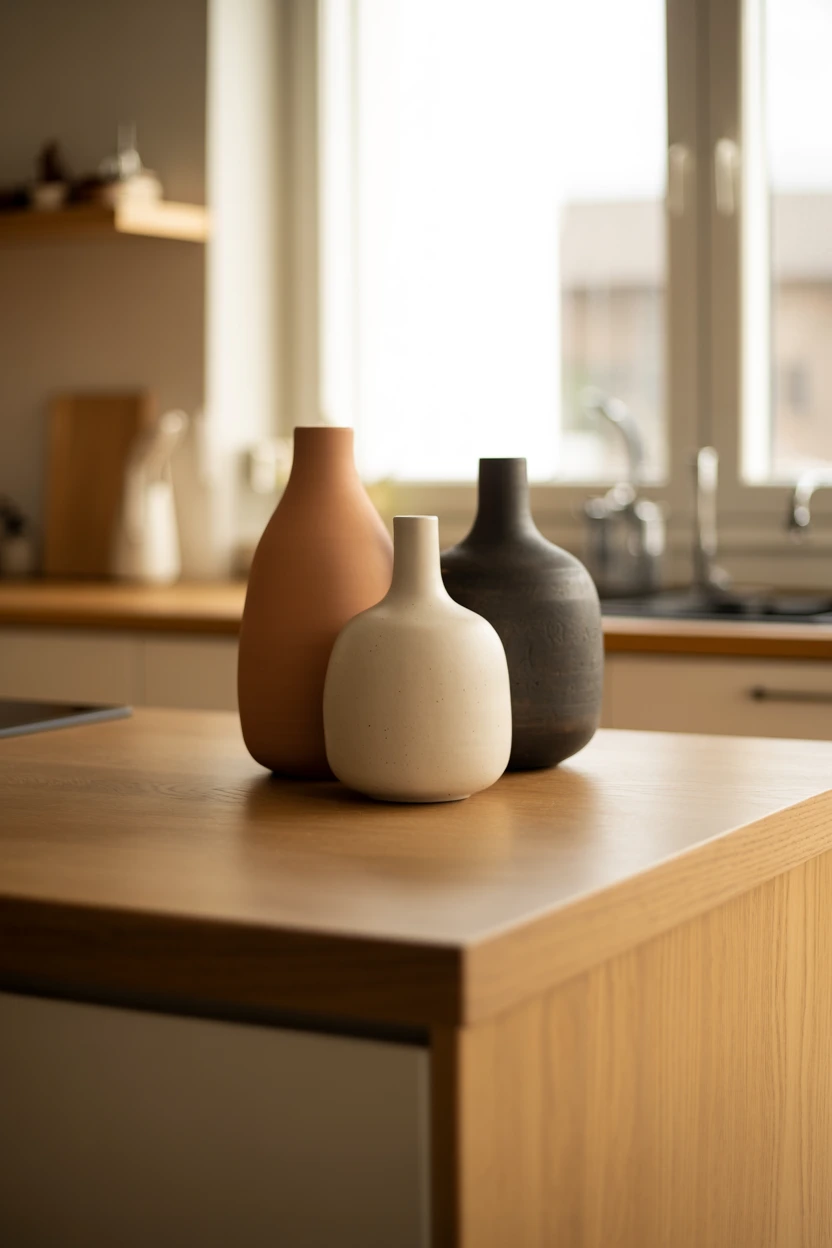 Group Three Matte Ceramic Vessels in Varying Sizes