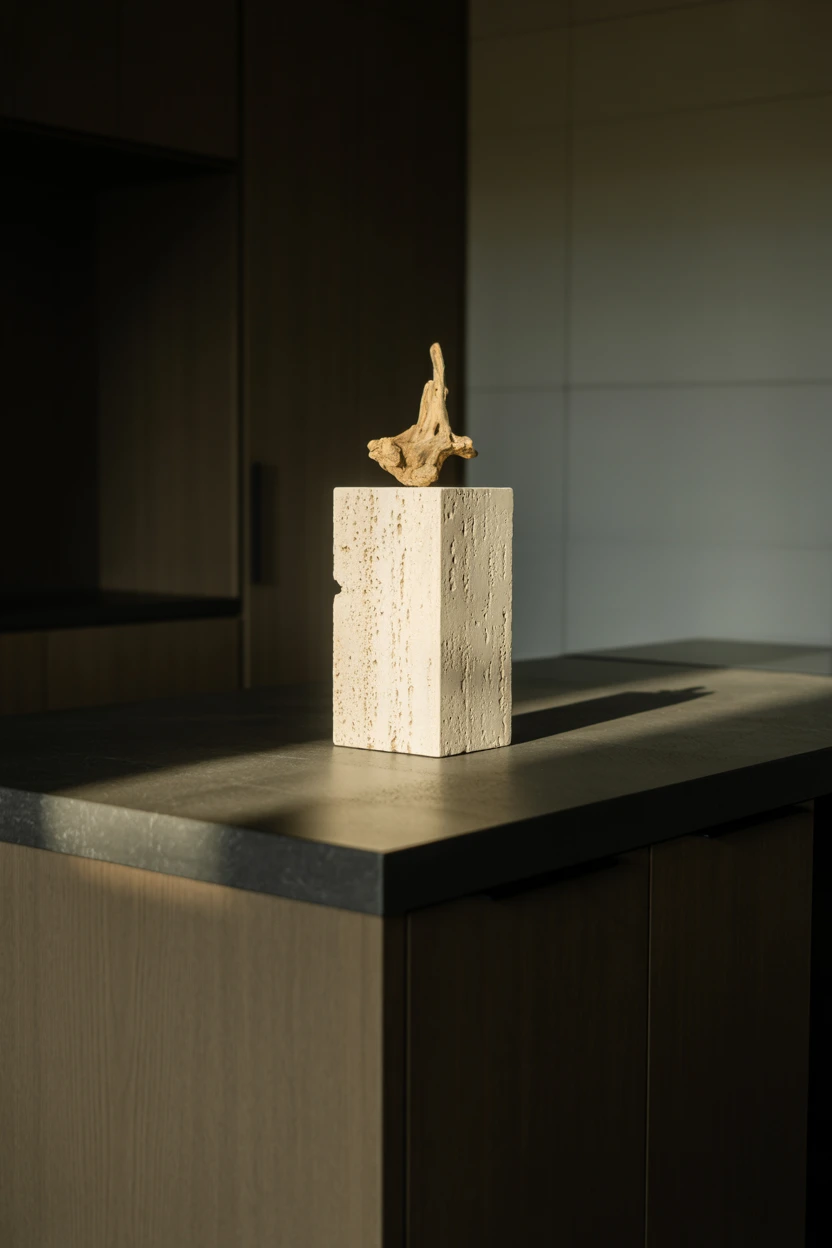 Use a Travertine Pedestal to Showcase One Special Object