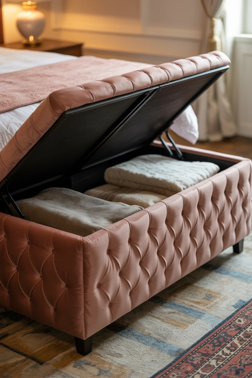 A Tufted Storage Ottoman