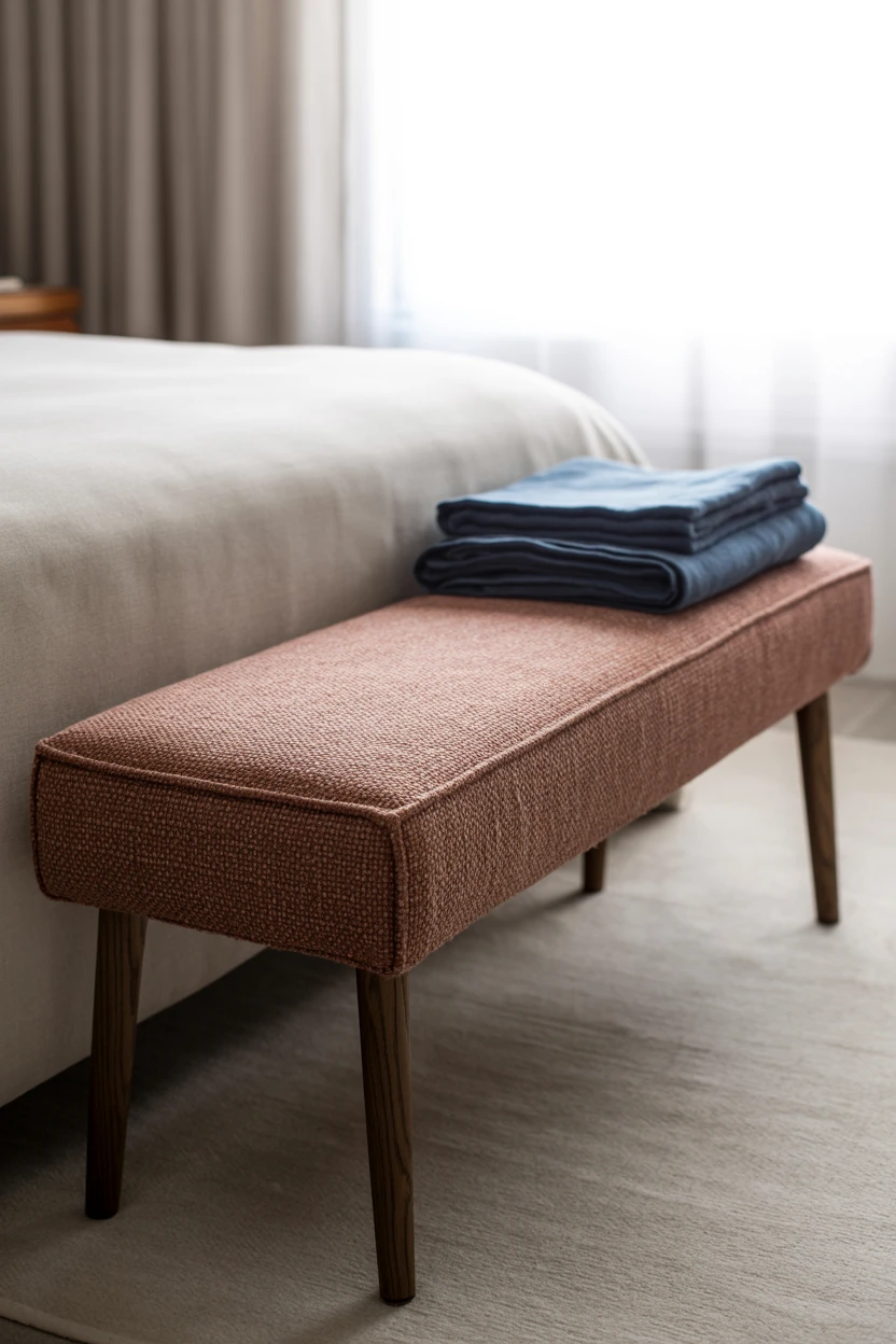 A Pink Upholstered Bench