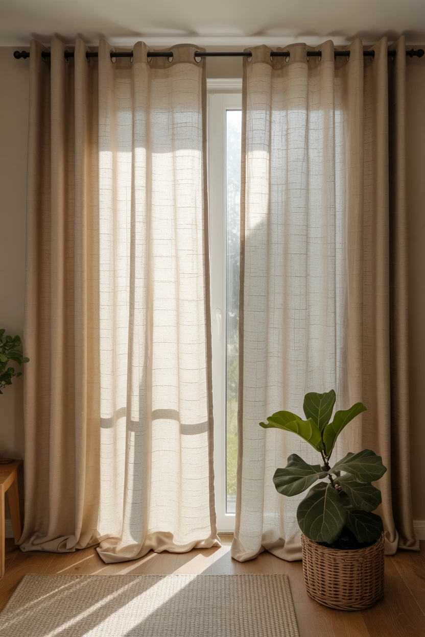 Hang Floor-to-Ceiling Curtains in a Warm Linen