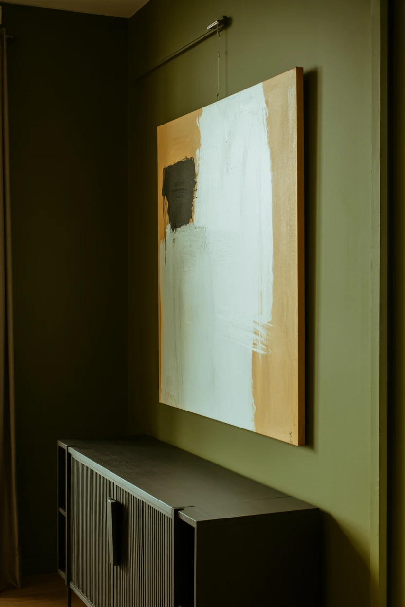 Use a Large, Light-Colored Abstract Painting as a Centerpiece