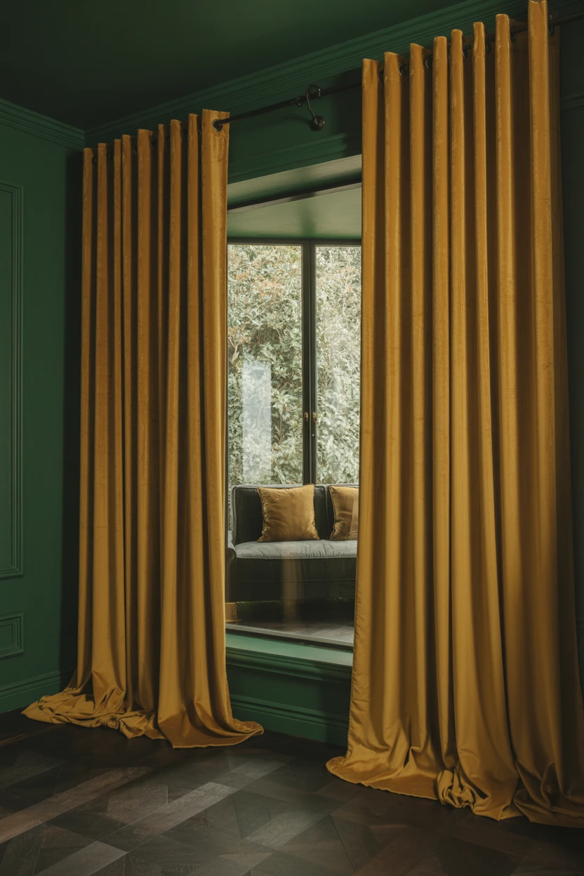 Hang Floor-to-Ceiling Velvet Curtains in a Jewel Tone