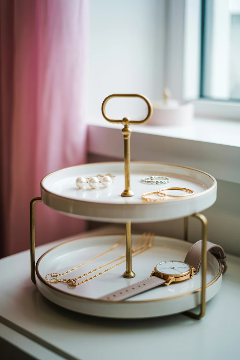 Display Jewelry on a Tiered Tray