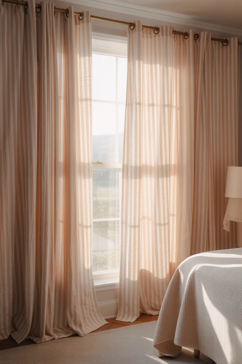 Hang Pink and White Striped Curtains