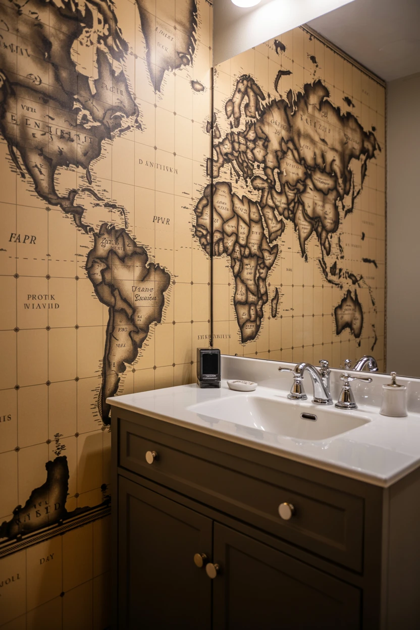 Unique World Map or Cityscape Mural