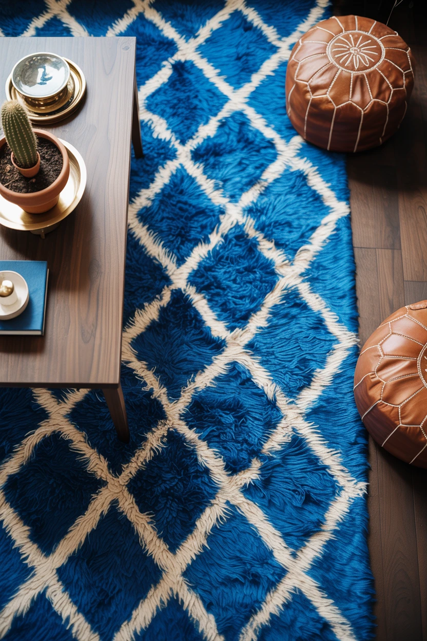 Royal Blue Moroccan-Inspired Rug