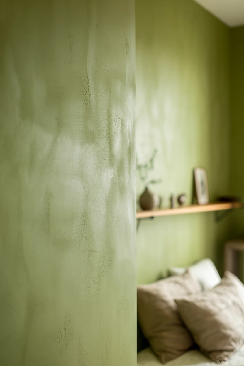 Textured Sage Limewash Wall