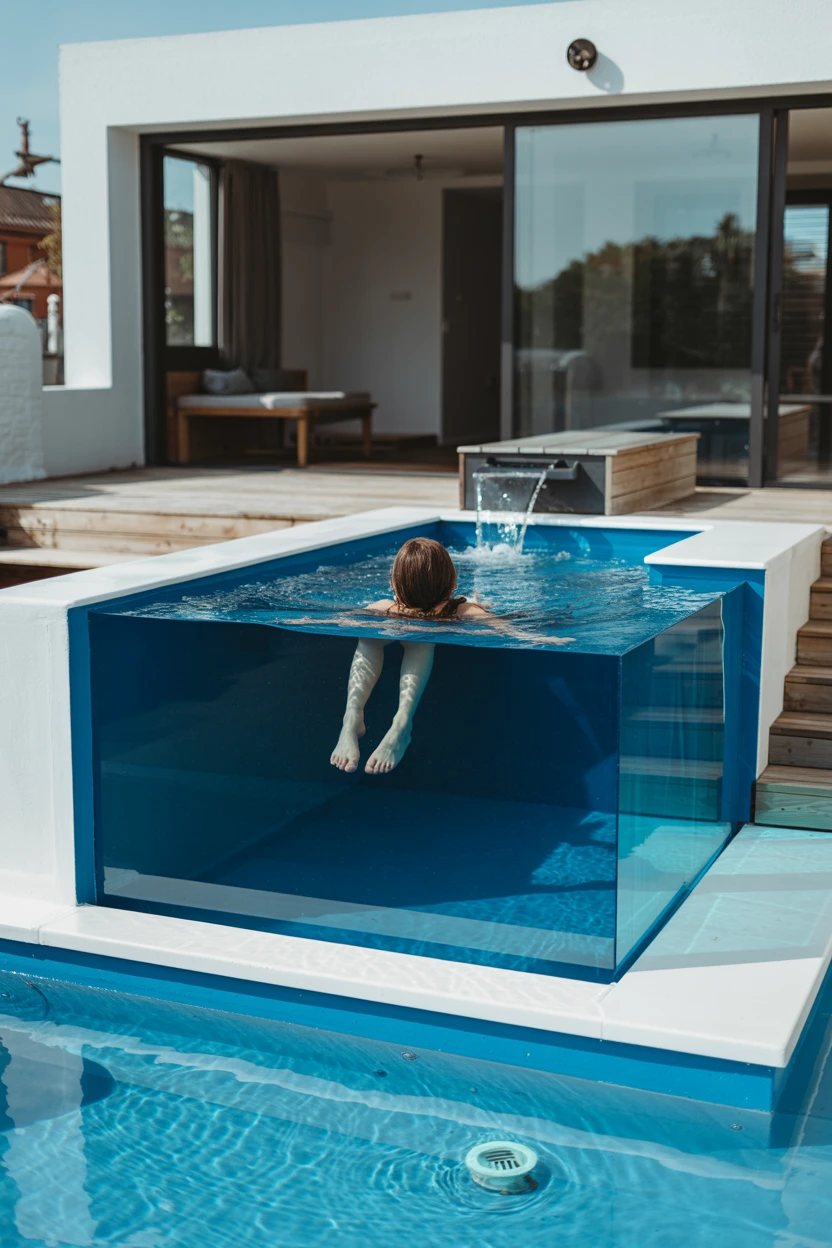 The Glass-Walled Pool for a Touch of Drama