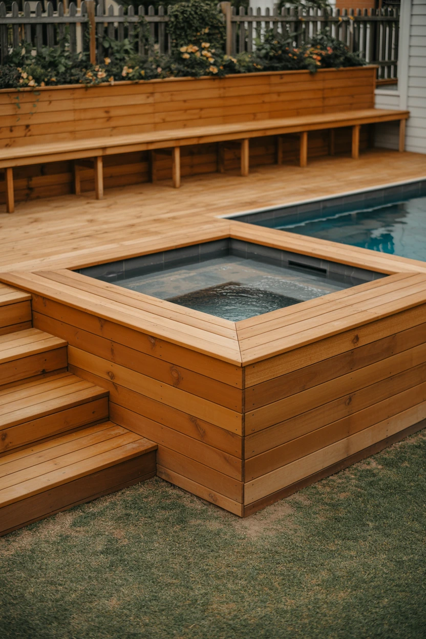 The Raised Pool with a Wooden Deck Surround