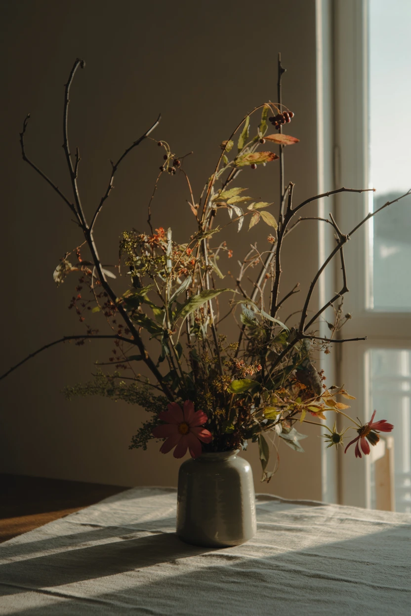 Wild Berries and Branches with a Few Blooms