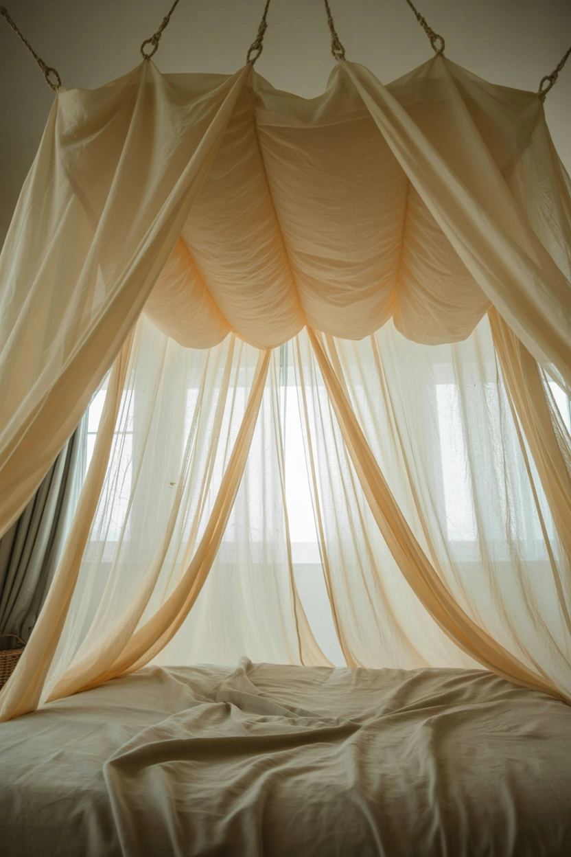 A Fabric Canopy or Draped Tapestry