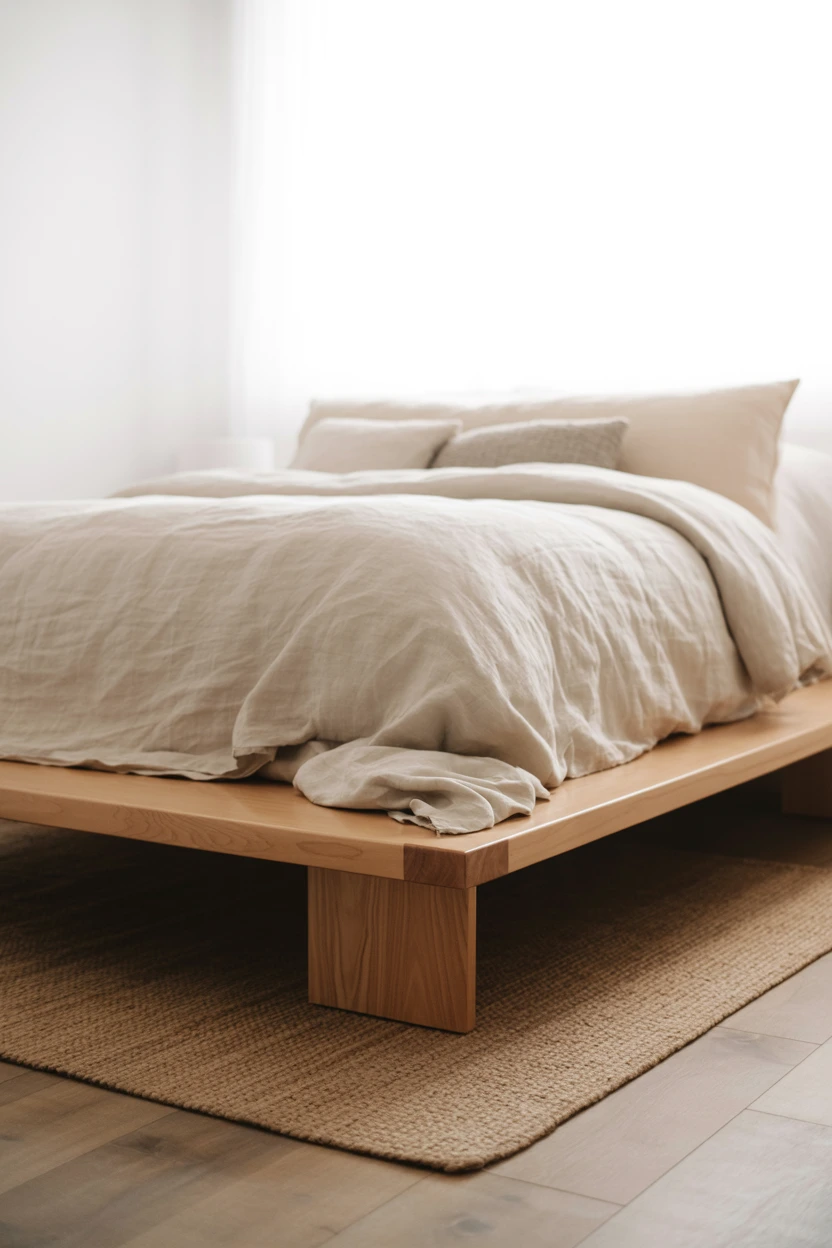 A Low-Profile Wooden Bed Frame