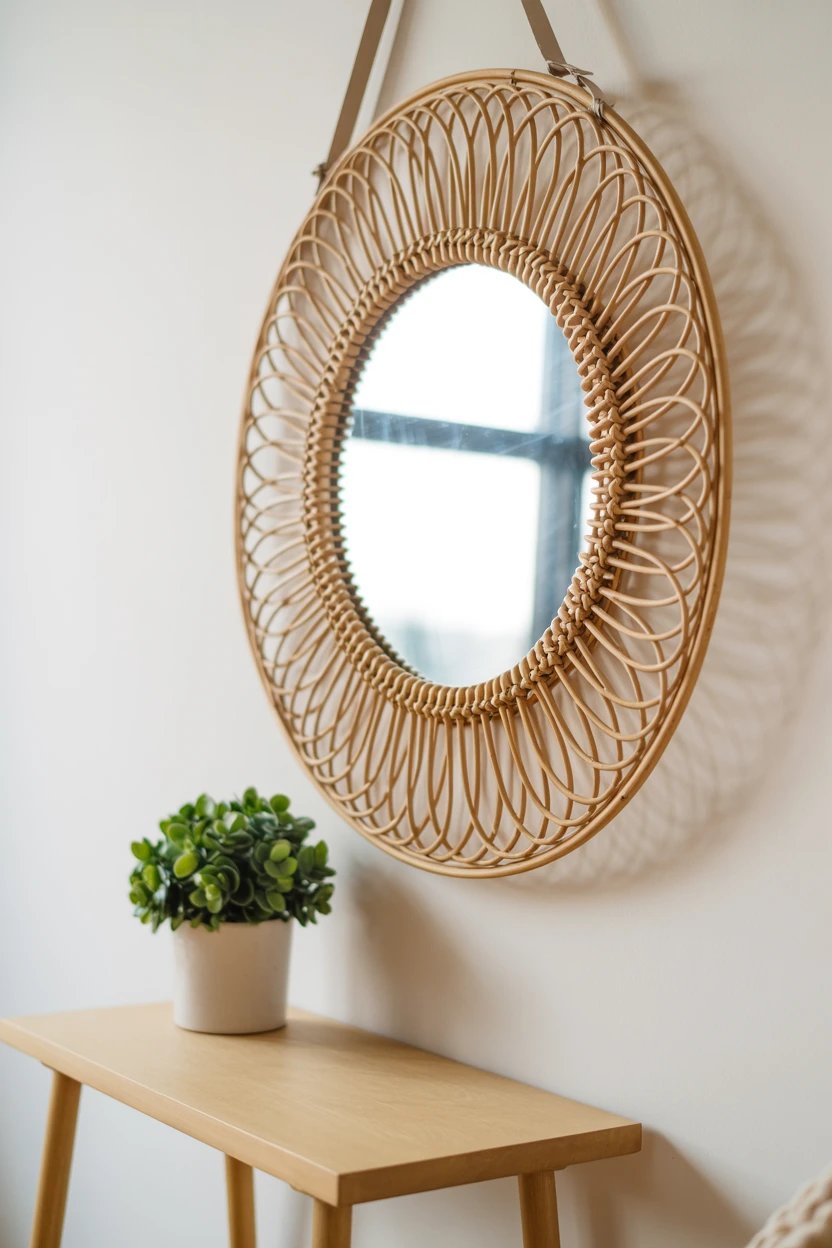 A Sunburst or Rattan Mirror