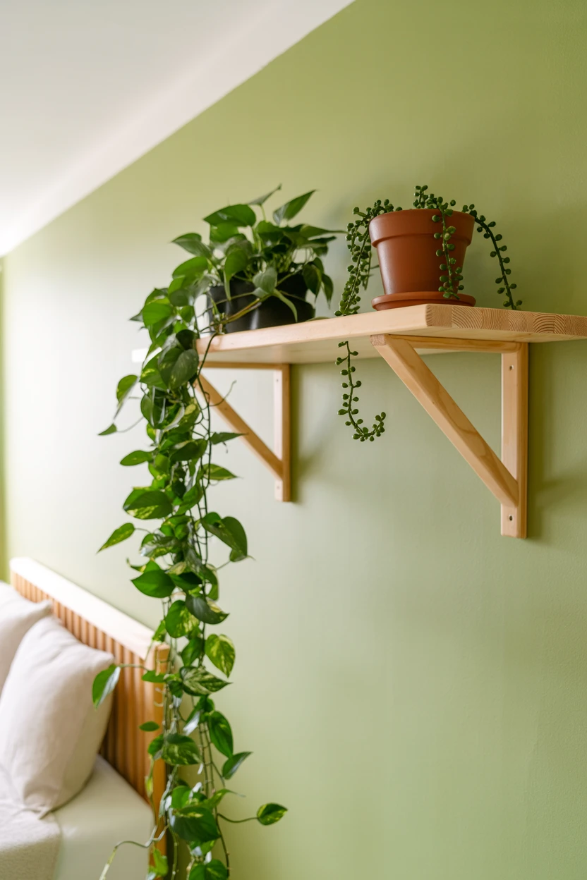 Cascading Plants from a High Shelf