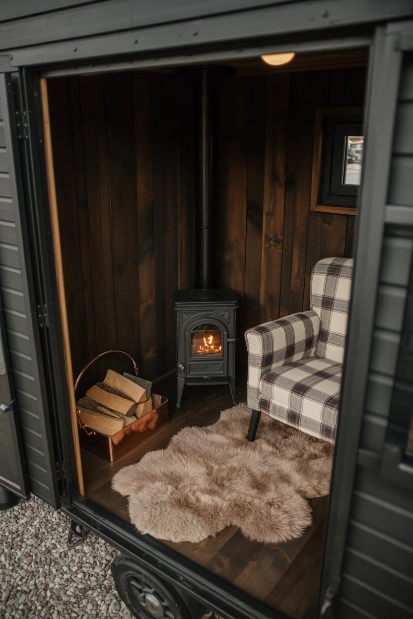 The Rustic Cabin with a Wood Stove