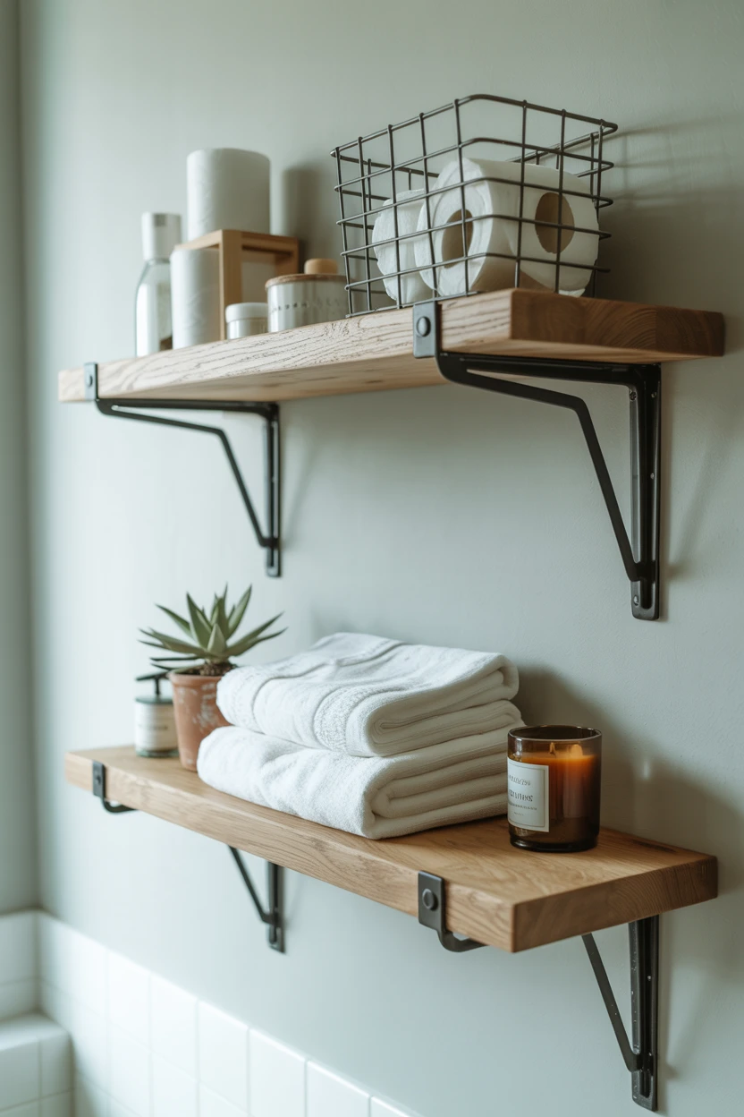 Use Open Shelving Made from Wood and Iron