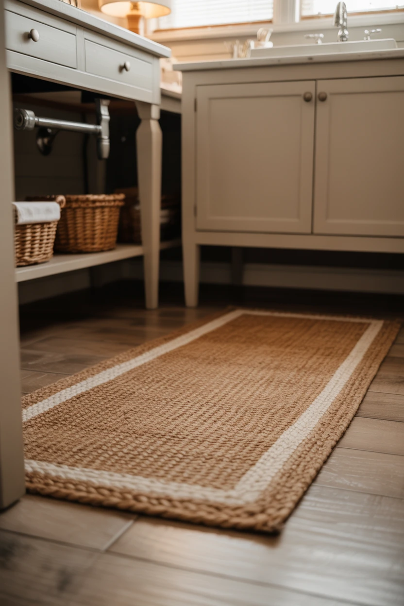 Add Warmth with a Jute or Vintage-Style Rug
