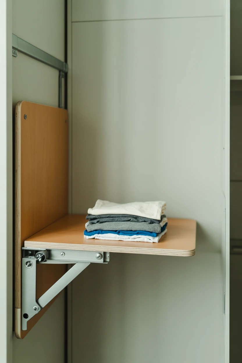 Use a Fold-Down Wall-Mounted Table for Folding
