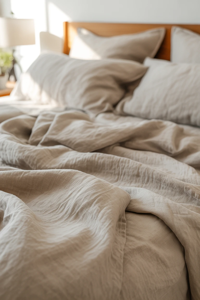 Relaxed and Rumpled Linen Bedding