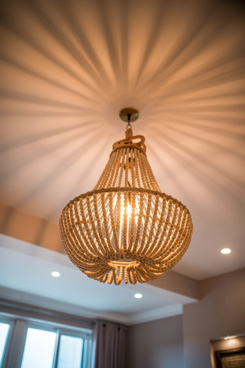 A Beaded or Woven Pendant Light