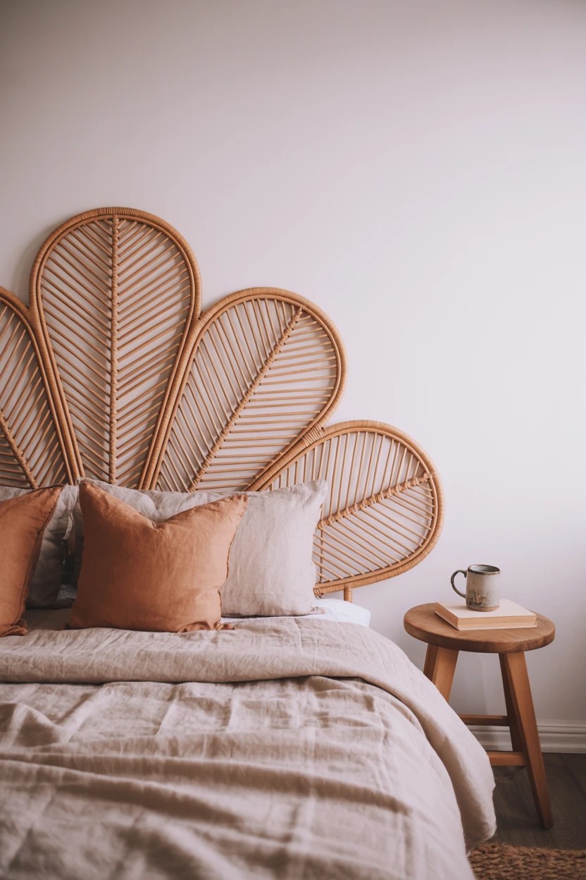 A Natural Rattan Headboard