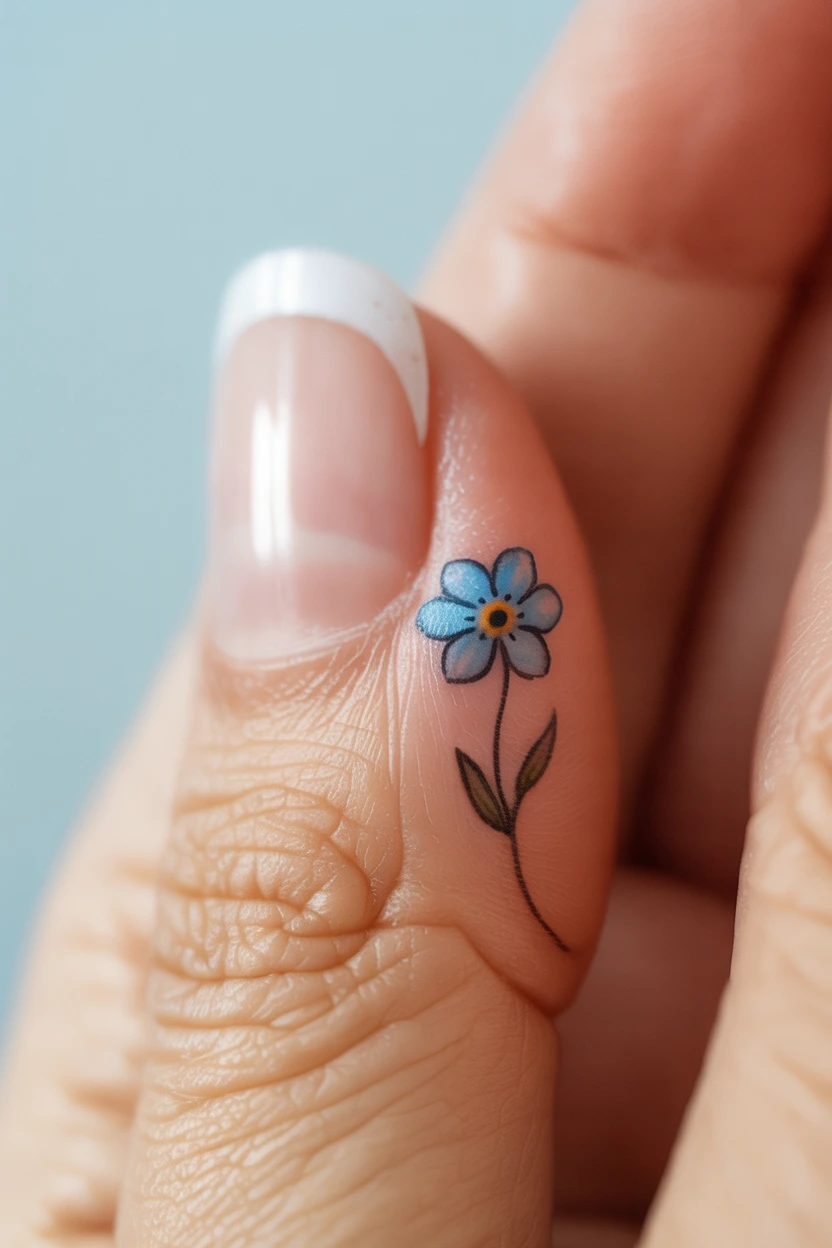 A Single Forget-Me-Not Flower with a Hint of Blue