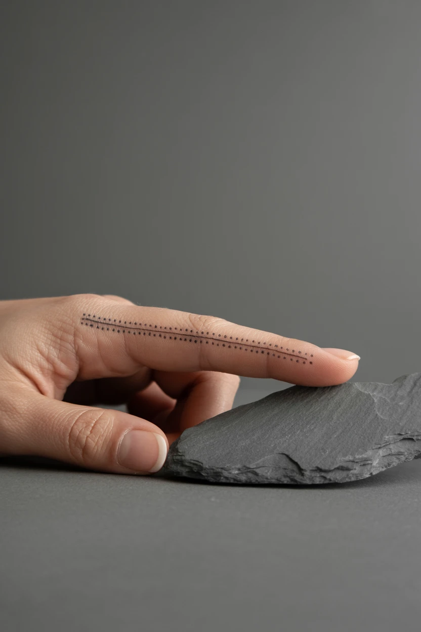 A Subtle Dotted Line Pattern Along a Finger