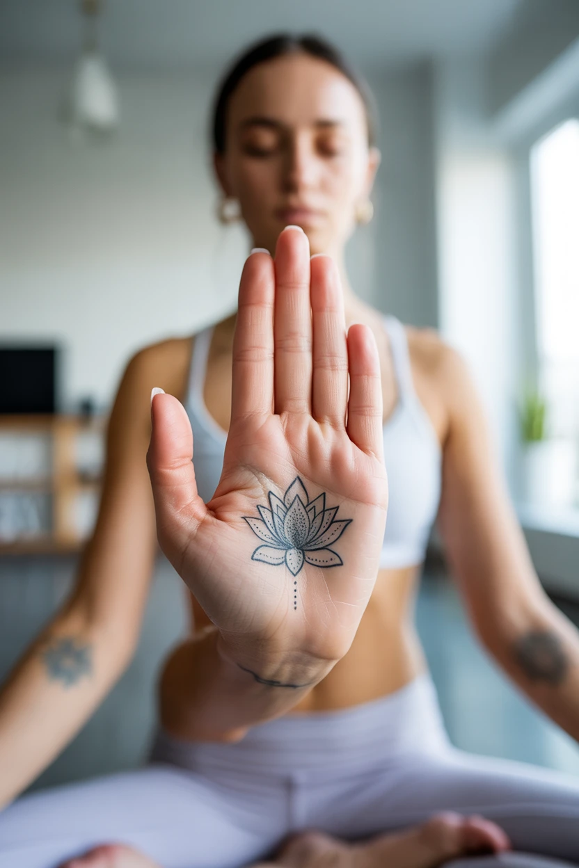 A Tiny Lotus Flower Unfolding on the Back of the Hand