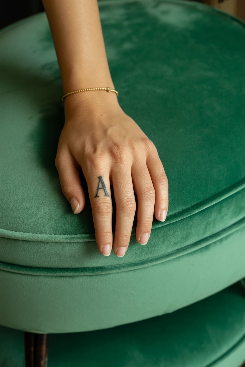 A Single Initial in a Serif Font on the Ring Finger